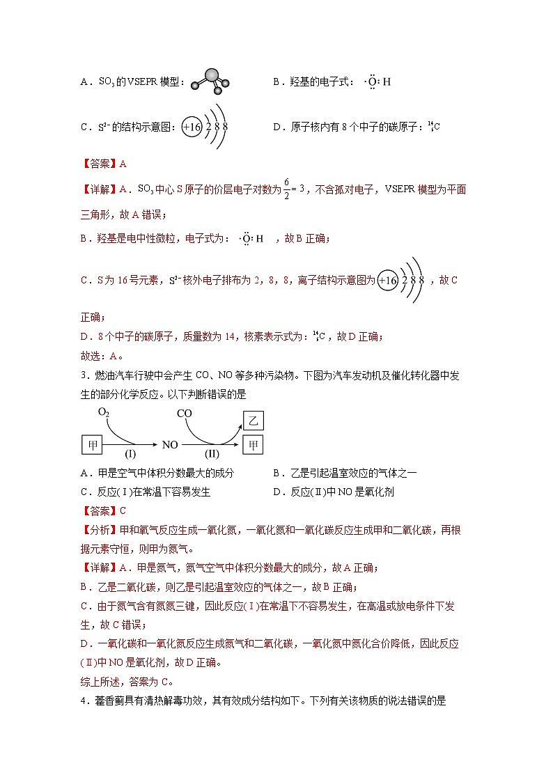 2024届新高三开学摸底考试卷 化学试题(江西、安徽、贵州、广西、黑龙江、吉林、甘肃七省通用)02
