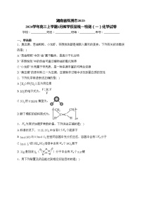 湖南省株洲市2023-2024学年高三上学期1月教学质量统一检测（一）化学试卷(含答案)