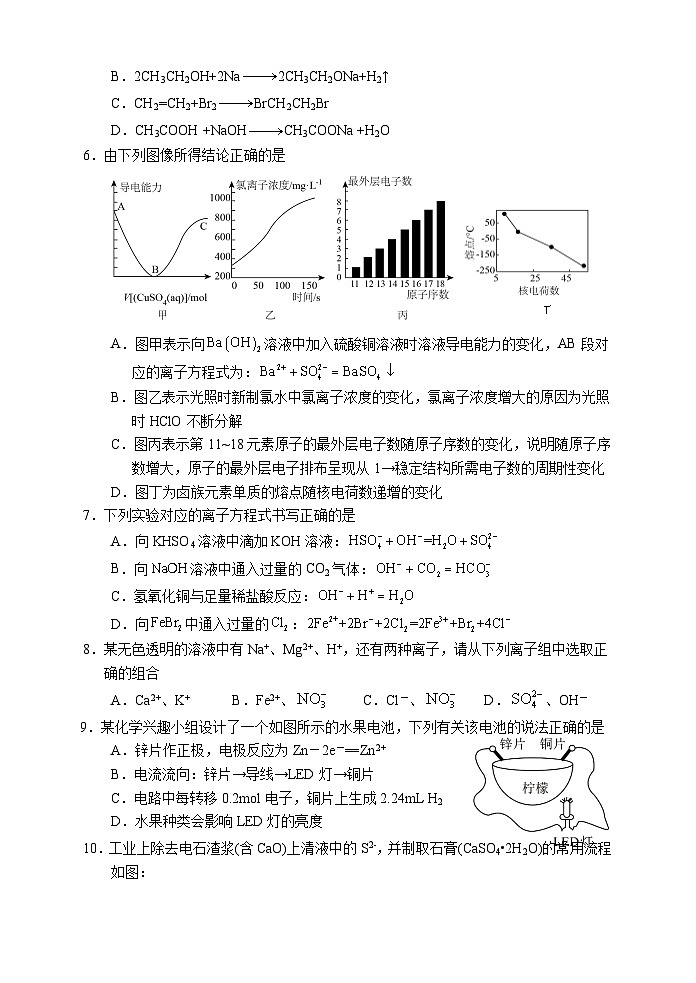 湖南省张家界市2023-2024学年高一下学期期末考试化学试题(含答案)02