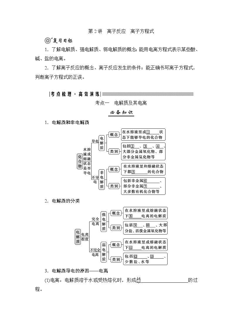 高考化学一轮复习第1章物质及其变化第2讲离子反应离子方程式学案01