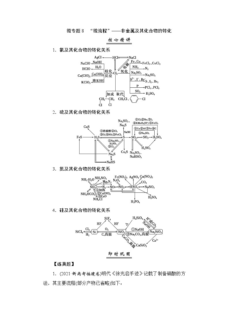 高考化学一轮复习微专题8“微流程”——非金属及其化合物的转化学案第1页