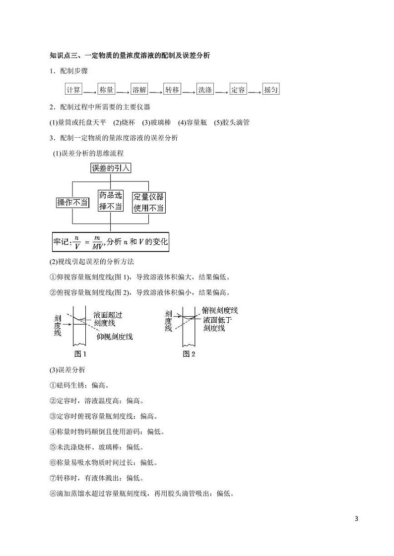 高中化学知识清单-专题02 化学常用计量(讲)(原卷+解析版)第3页