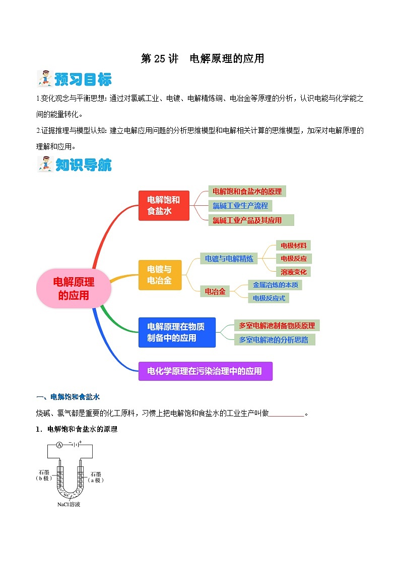 第25講 電解原理的應(yīng)用 (原卷版)【暑假?gòu)澋莱?chē)】2024年新高二化學(xué)暑假講義+習(xí)題(人教版2019選擇性必修1)第1頁(yè)
