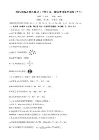 湖南省长沙市雅礼中学2023-2024学年高一下学期期末考试化学试题