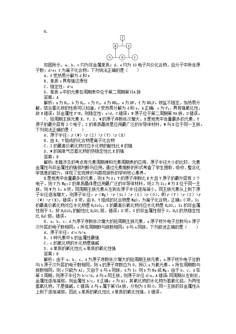 2025版高考化学一轮复习微专题小练习专练26元素位-构-性综合推断03