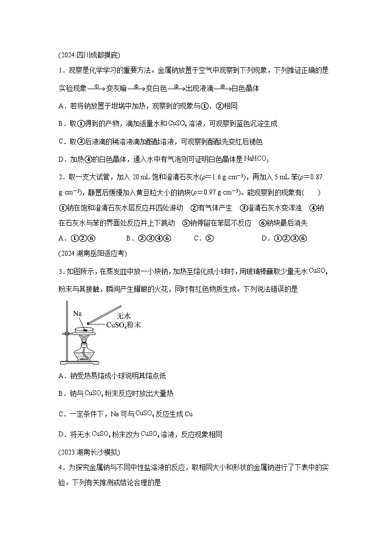 2025年高考化学一轮复习考点通关卷考点巩固卷03金属及其化合物-2025年高考化学一轮复习考点通关卷(新教材新高考)试卷第2页