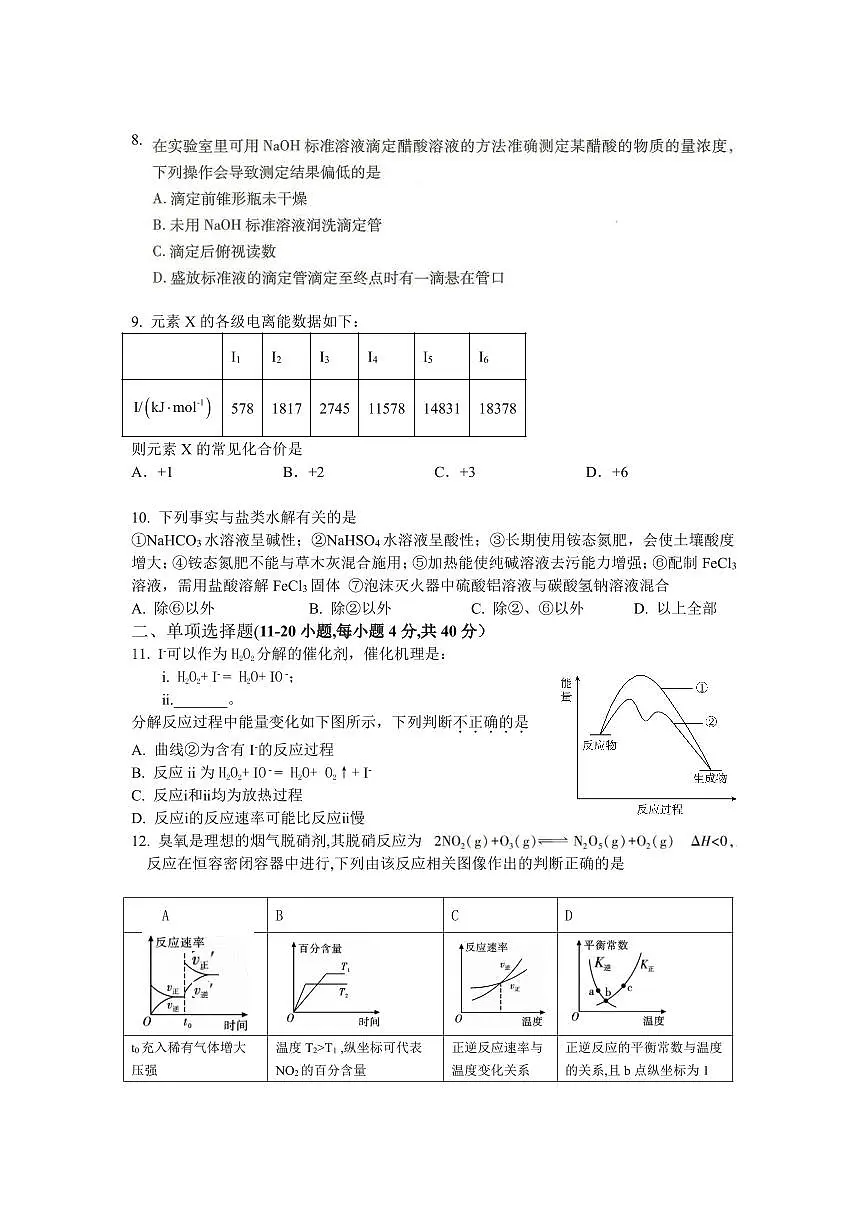 2022-2023学年上学期末高二化学考试试题第2页