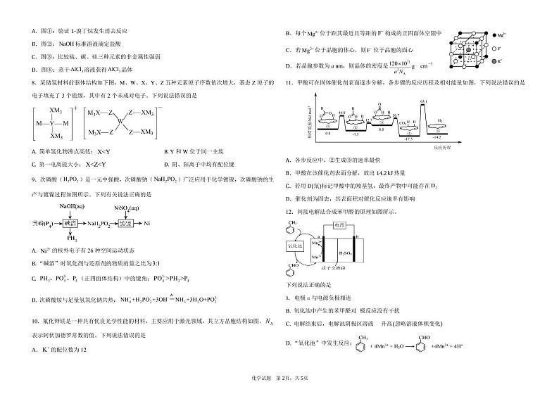 2024省大庆中学高三下学期5月模拟考试化学PDF版含答案(可编辑)第2页