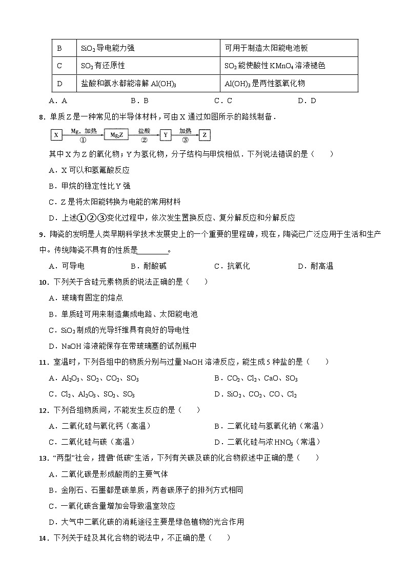5.3 无机非金属材料 同步测试 高中化学人教版(2019)必修第二册第2页