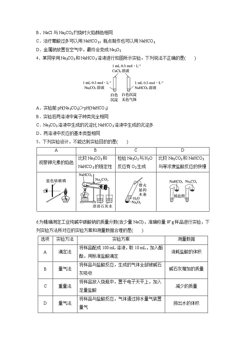 第四章 第11练 碳酸钠和碳酸氢钠 钠及其化合物的相互转化(同步练习)第2页