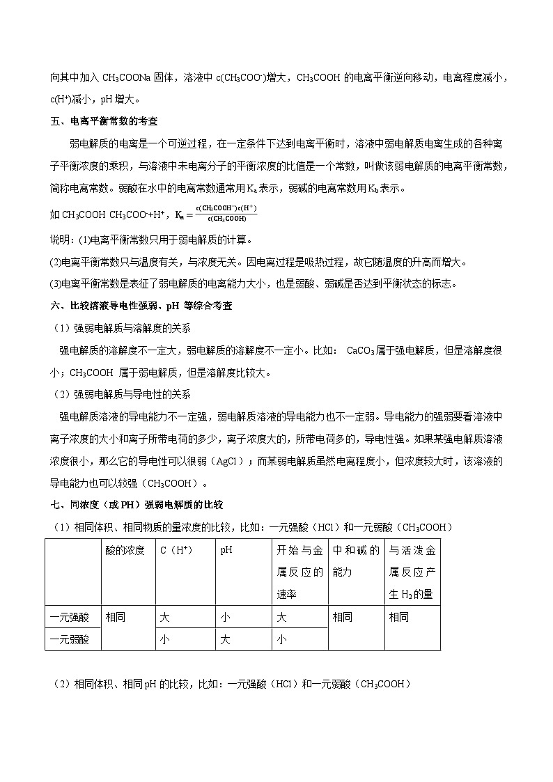 高考化学二轮复习核心考点逐项突破专题一0四弱电解质的电离(专讲)(原卷版+解析)第3页