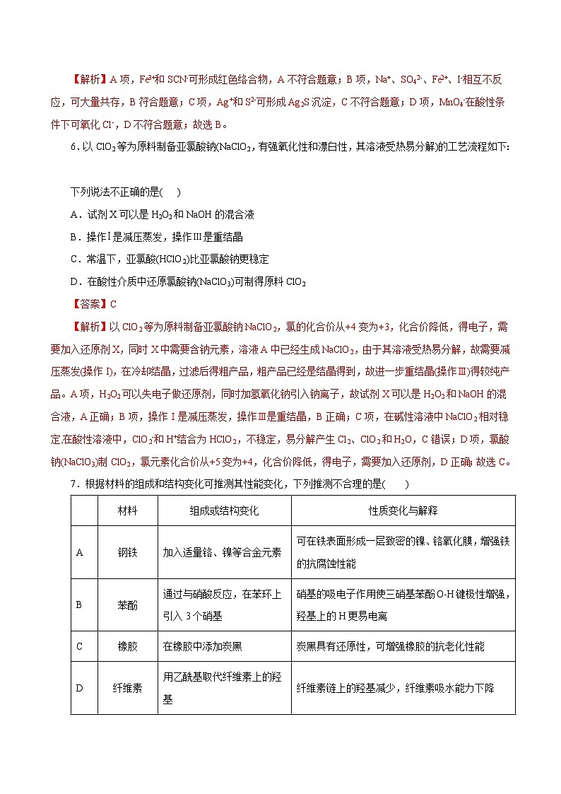 【开学考】2024秋高三上册开学摸底考试卷 化学(浙江专用)03