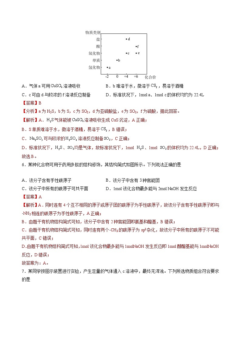 【开学考】2024秋高三上册开学摸底考试卷 化学(山东专用)03