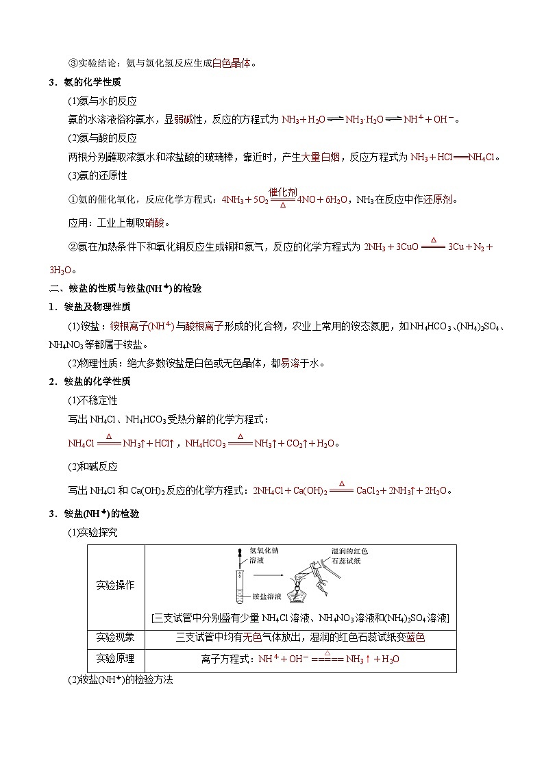 第05讲 5.5氨和铵盐(教师版)-2024年高中化学同步精品讲义(必修二)第2页