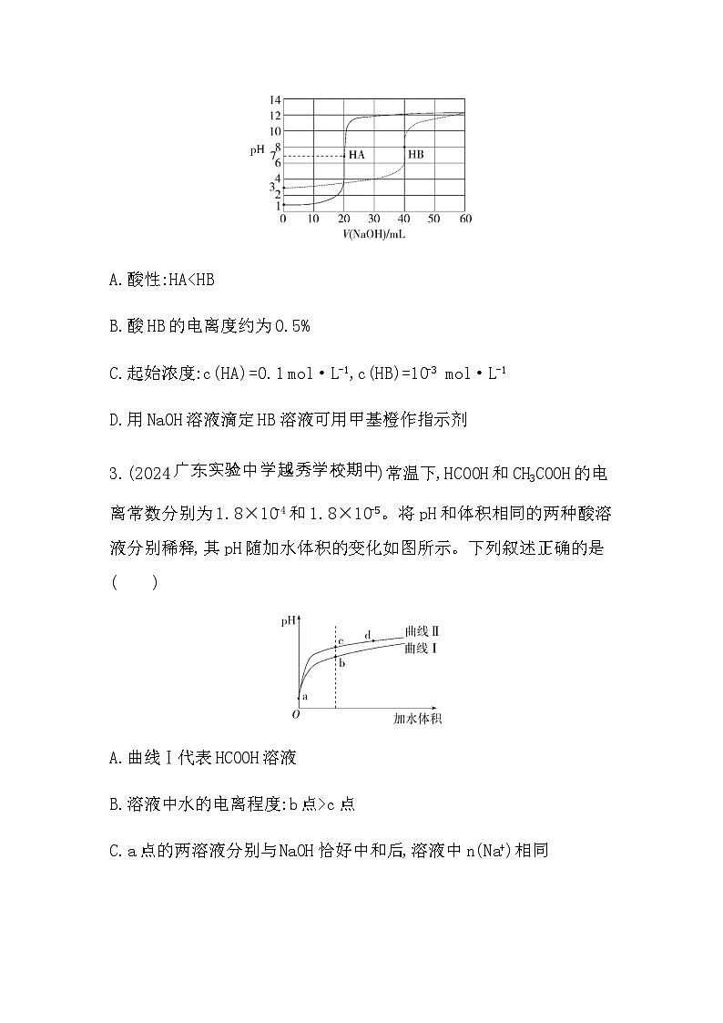 苏教版高中化学选择性必修1专题3水溶液中的离子反应题型整合练离子平衡的相关图像分析含答案第2页