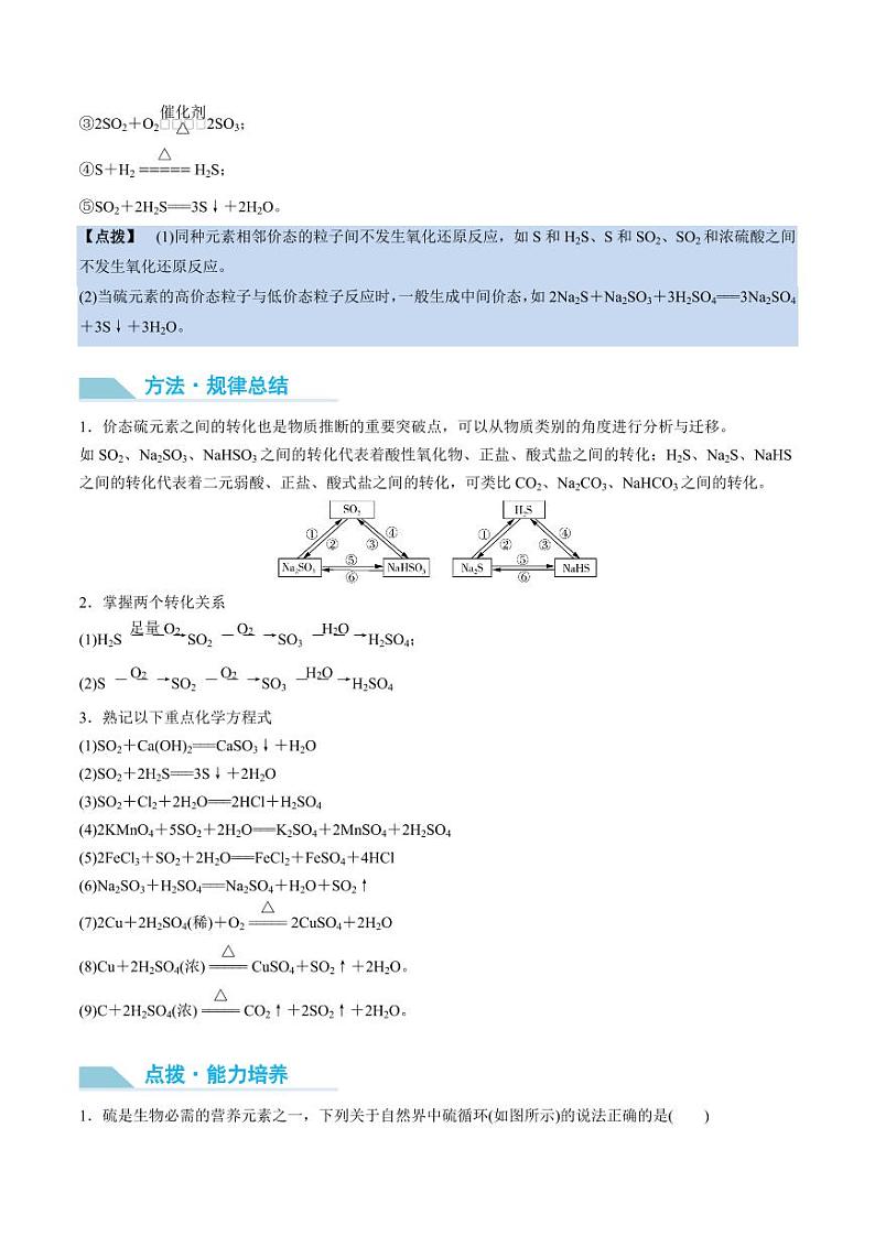 第21讲 硫及其化合物的相互转化-2025年高考化学大一轮复习卓越讲义(学生版)第2页