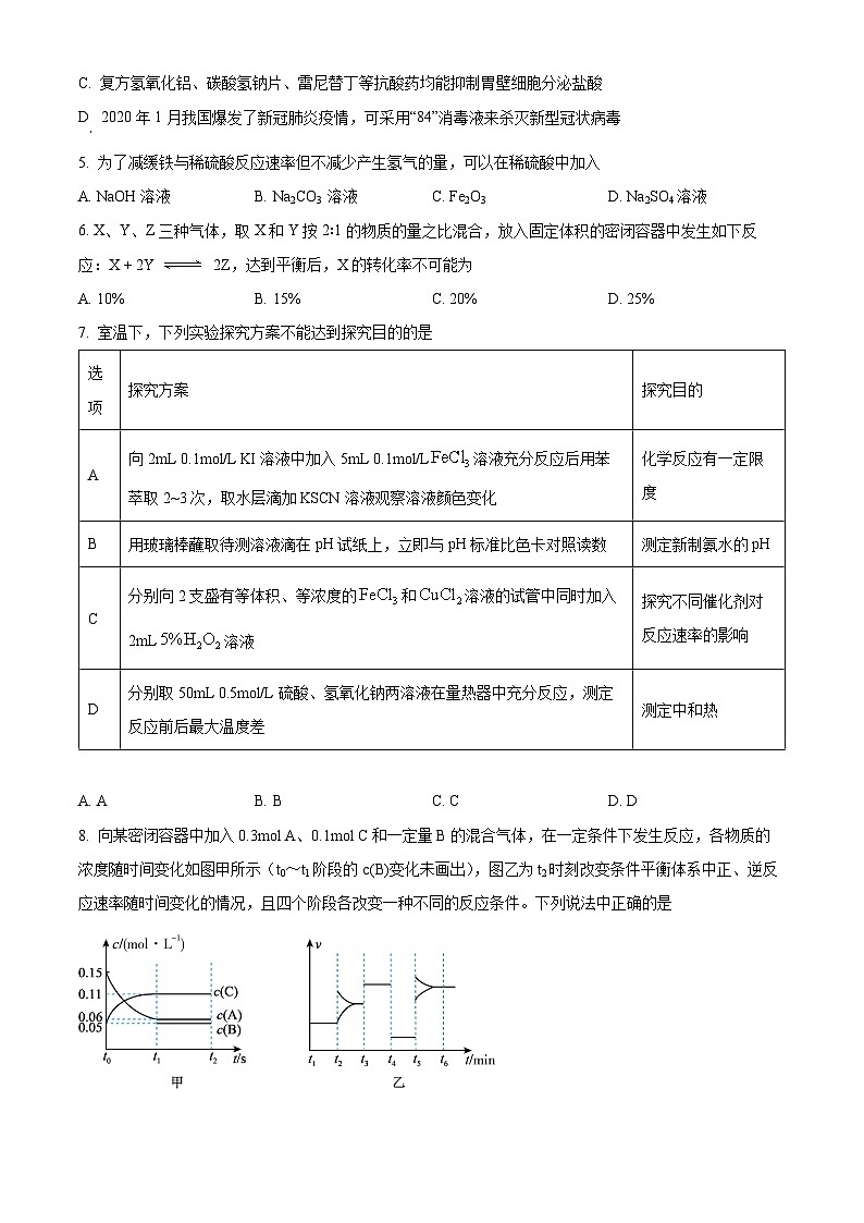 重庆市缙云教育联盟2023-2024学年高二上学期1月期末化学试题(原卷版)第2页