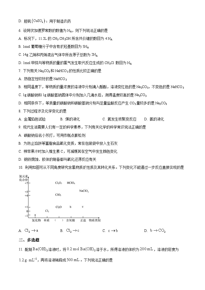 山東省泰安市泰山外國語學(xué)校復(fù)讀部2024-2025學(xué)年高三上學(xué)期8月測試化學(xué)試題（原卷版）第2頁