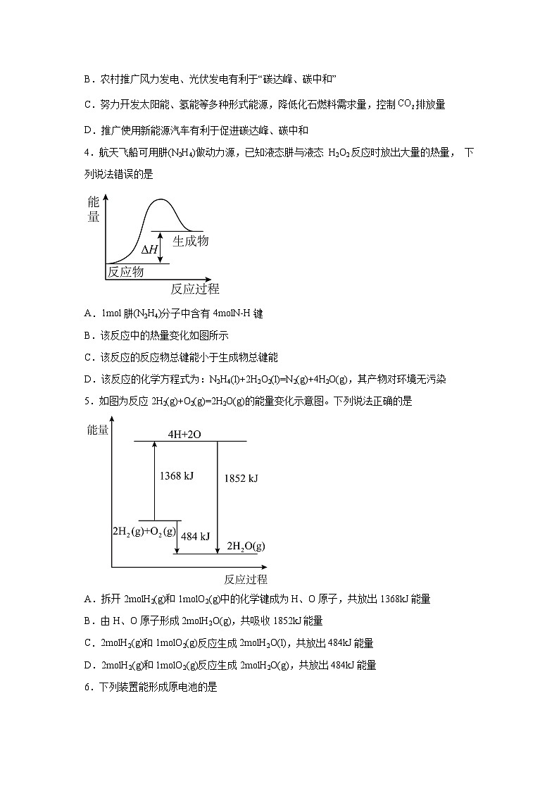 高中化学必修二试题单元分层过关检测(人教2019)第六章化学反应与能量【单元测试A卷】含解析答案第2页