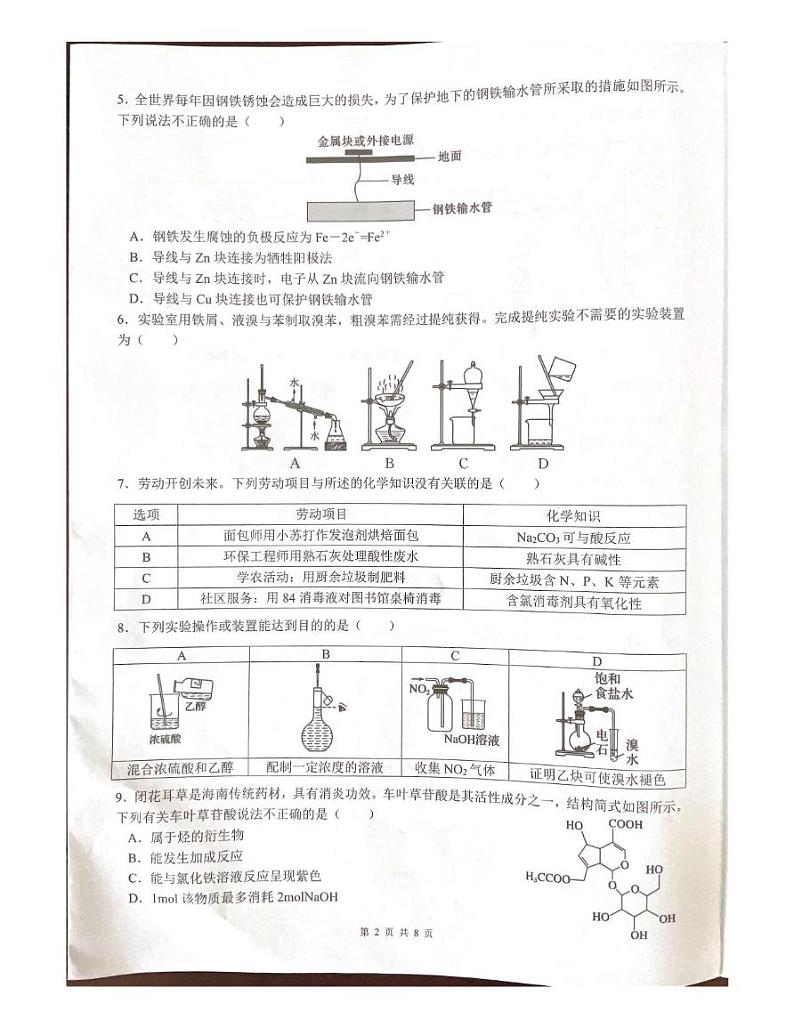 广东省惠州市惠东县2025届高三上学期第一次质量检测化学试题第2页