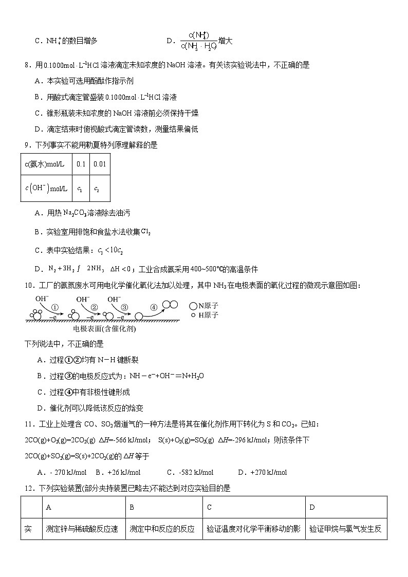 化学 北京师范大学第二附属中学2022-2023学年高二上学期期中考试-A4答案卷尾02