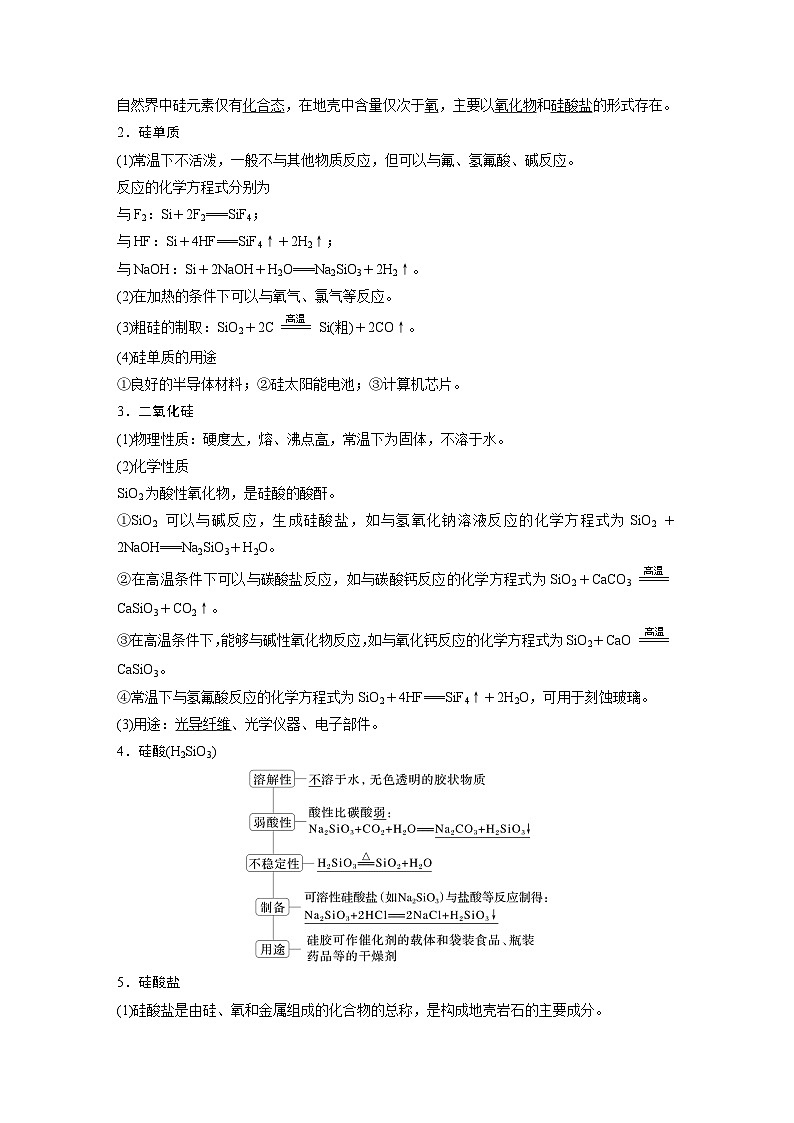 人教版高考化学一轮复习讲义第5章第25讲 碳、硅 无机非金属材料(教师版)第3页