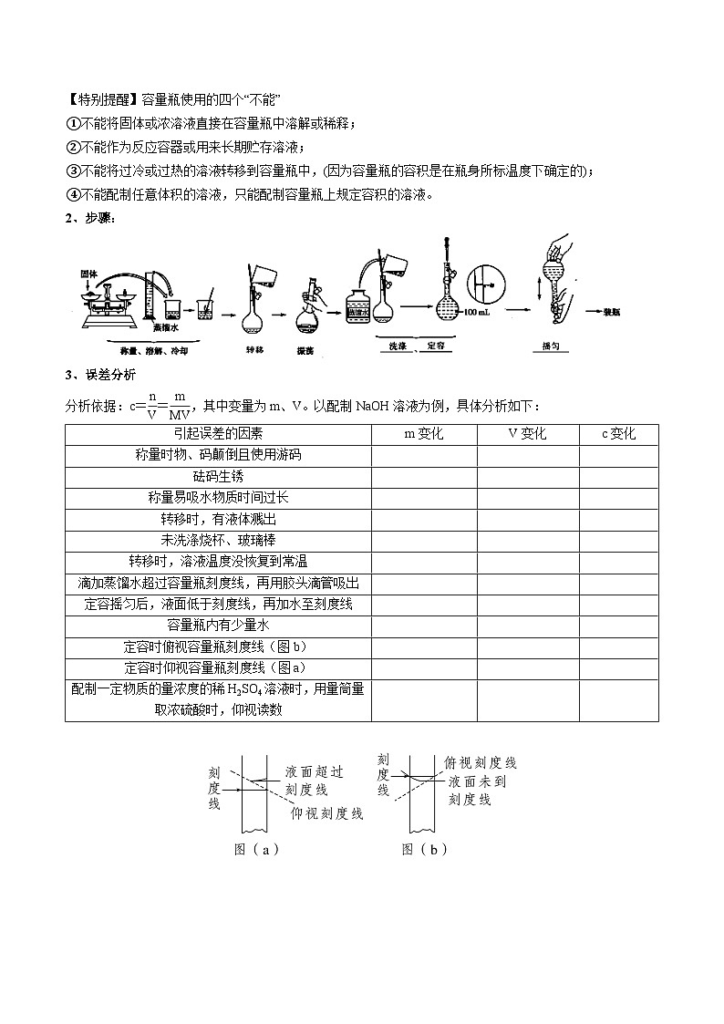 高考化学一轮复习基础知识讲义专题三考点二 物质的量在化学实验中的应用(学生版)第2页