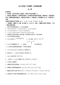 内蒙古呼和浩特市2025届高三上学期第一次质量监测化学试题（Word版附答案）