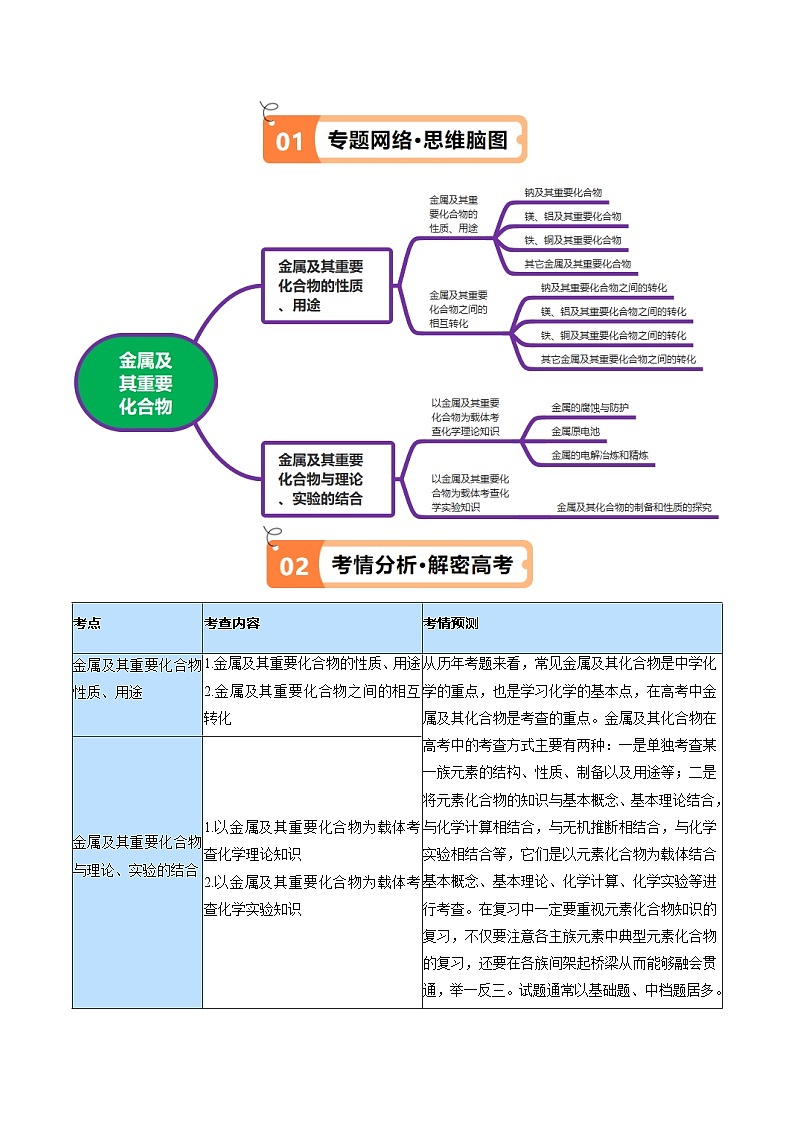 新高考化学二轮复习高频考点追踪练习专题05 金属及其重要化合物(讲义)(原卷版)第2页