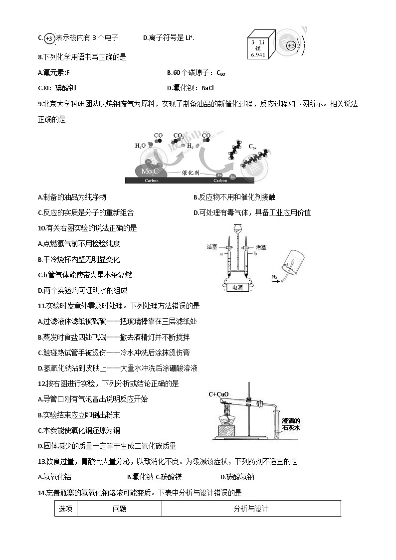 四川省成都市2020年高中阶段教育学校统一招生考试(中考)化学试题第2页