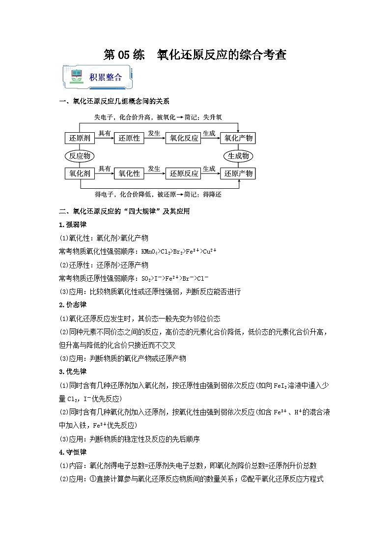 新高考化学二轮复习分层练习第05练 氧化还原反应的综合考查(解析版)第1页