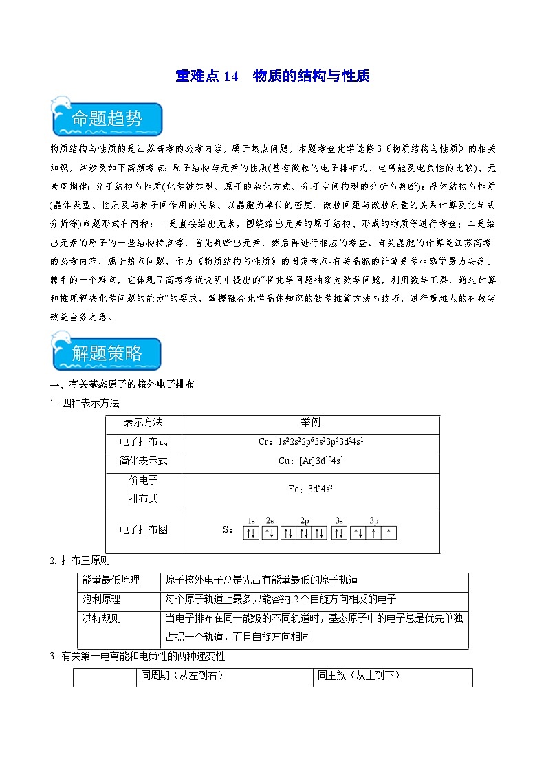 新高考化学二轮复习培优练习重难点14 物质的结构与性质(2份打包,原卷版+解析版)01