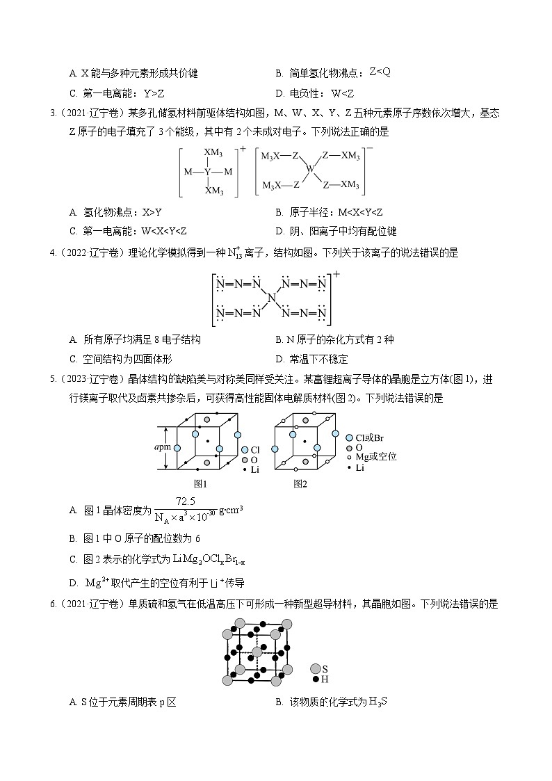 (黑吉辽通用)新高考化学三轮冲刺强化练习 选择题 元素周期律和元素推断 物质结构和性质(2份打包,原卷版+解析版)02