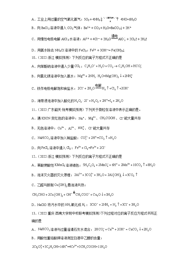 新高考化学二轮复习核心考点逐项突破专题二 离子共存与离子方程式(专练)(解析版)03