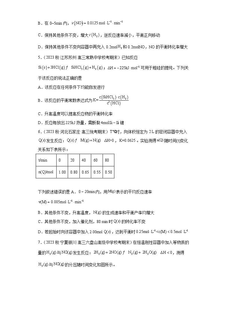 新高考化学二轮复习核心考点逐项突破专题十二 化学反应速率与化学平衡(专练)(原卷版)第2页