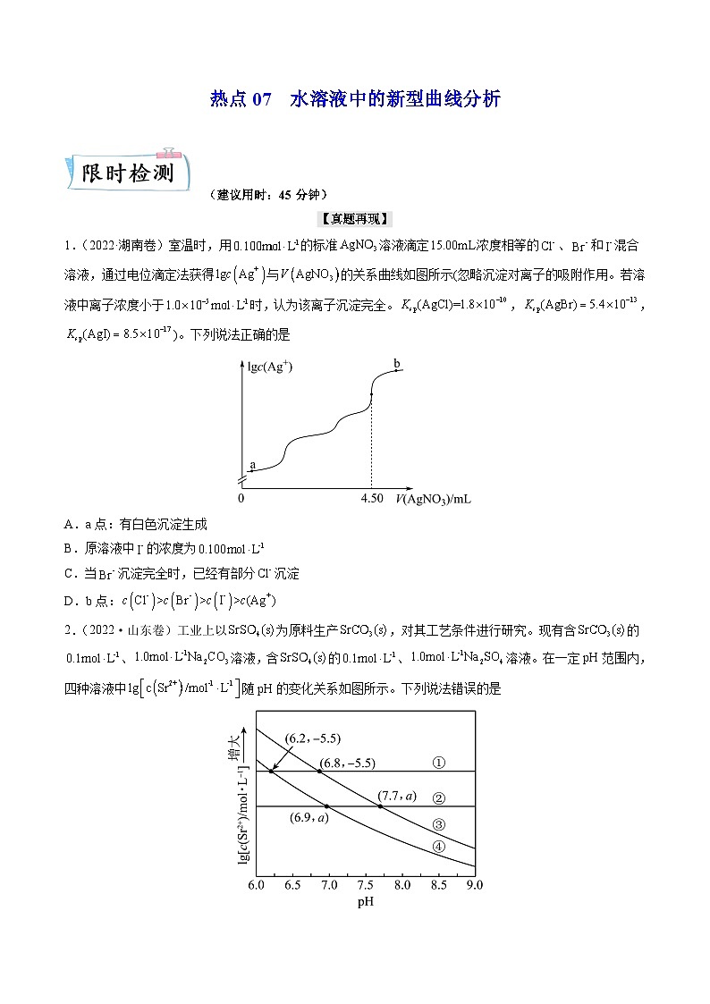 新高考化学二轮复习培优提升练习热点07 水溶液中的新型曲线分析(解析版)01