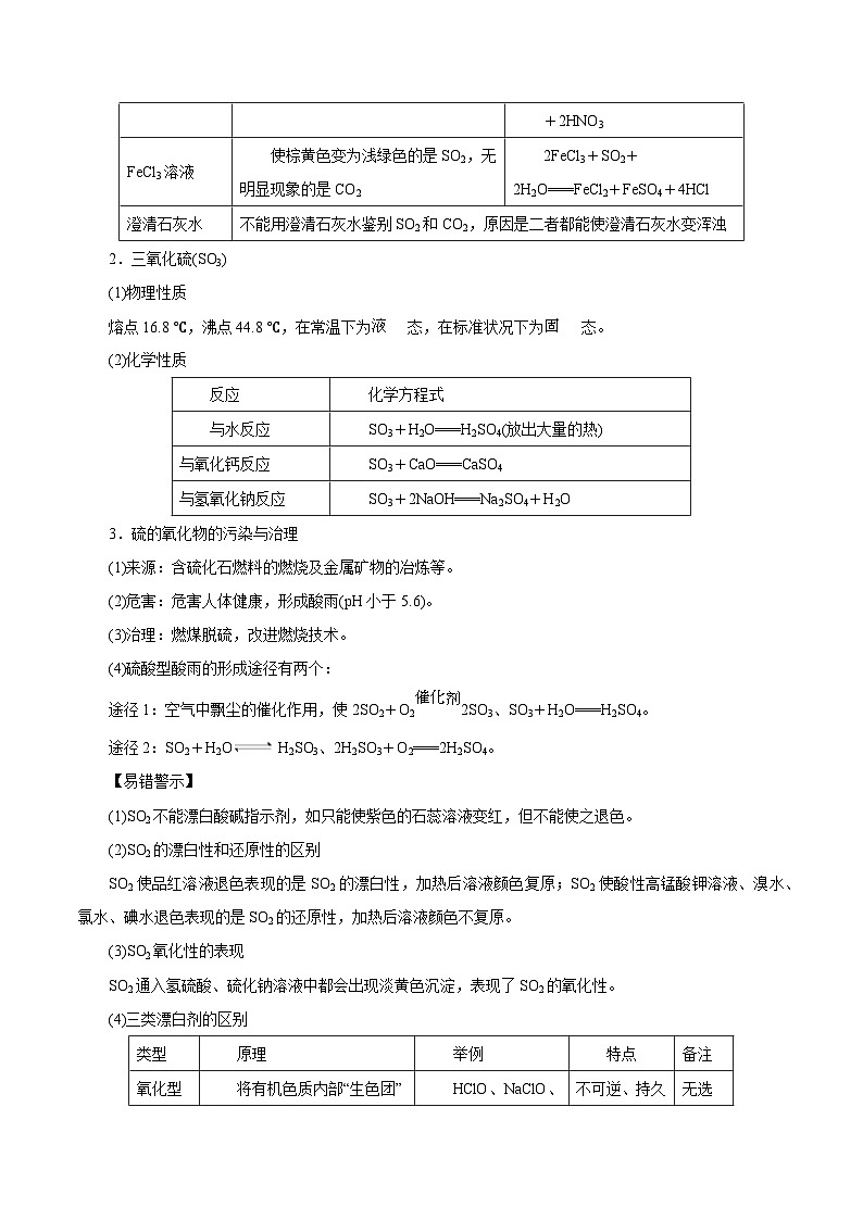新高考化学一轮复习讲练测第11讲 硫及其化合物(讲)解析版03