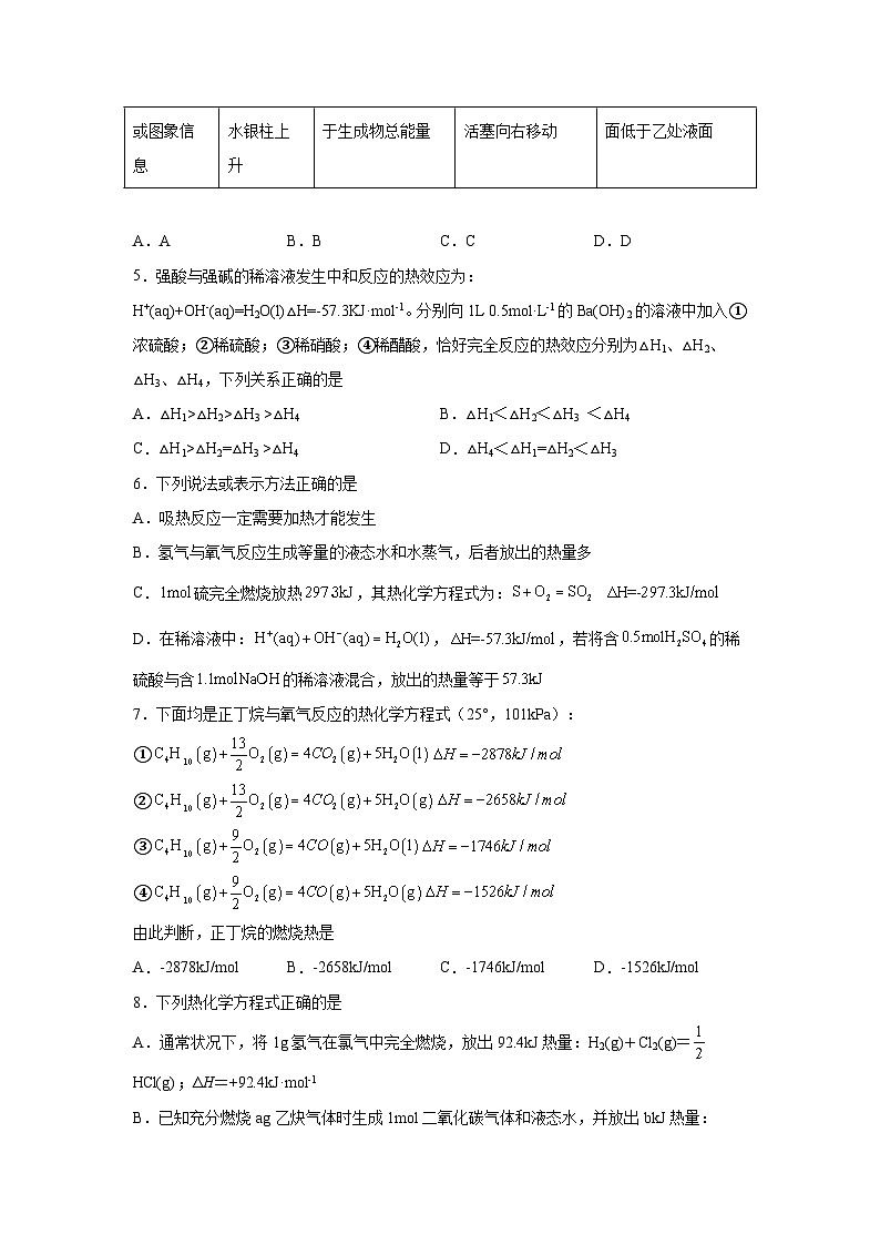 高中化学试题人教版2019选择性必修1第一章化学反应的热效应(B卷能力提升练)-【单元测试】练A含解析02
