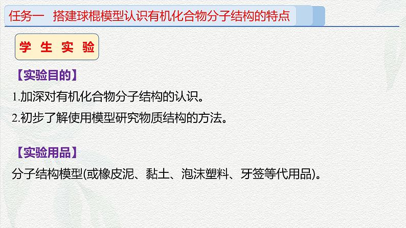 实验活动8 搭建球棍模型认识有机化合物分子结构的特点(课件)-高一化学同步教学(人教版2019必修第二册)第5页