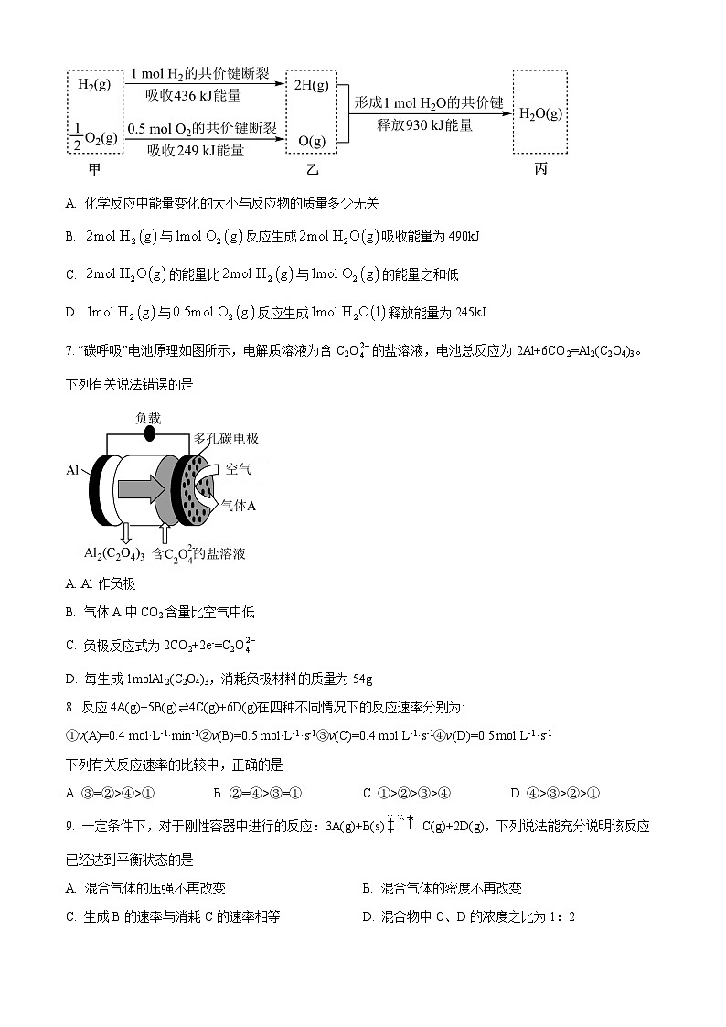 四川省广安第二中学校2024-2025学年高二上学期开学考试化学试题(原卷版+解析版)02