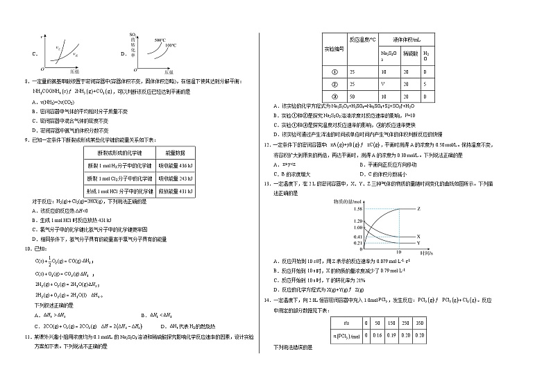 高二化学第一次月考卷(考试版)【测试范围:选择性必修1第1章-第2章第二节】(人教版2019)A3版第2页