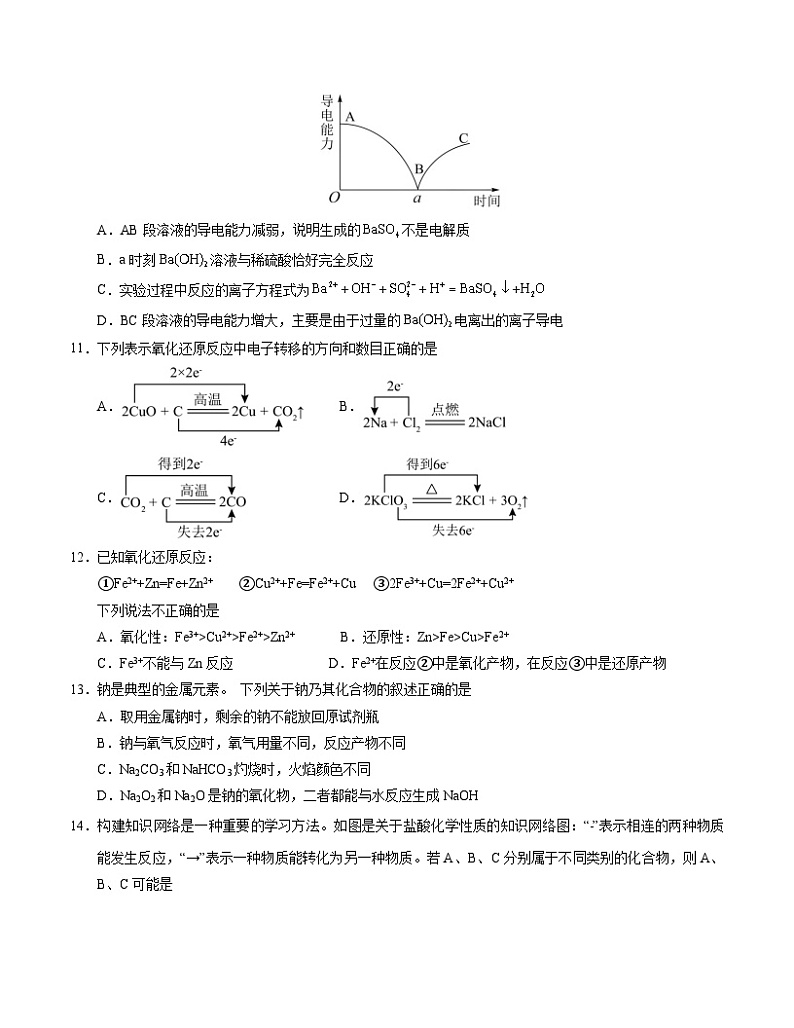 高一化学第一次月考卷01(考试版)【测试范围:必修第一册第1章-第2章第1节】(人教版2019)A4版第3页