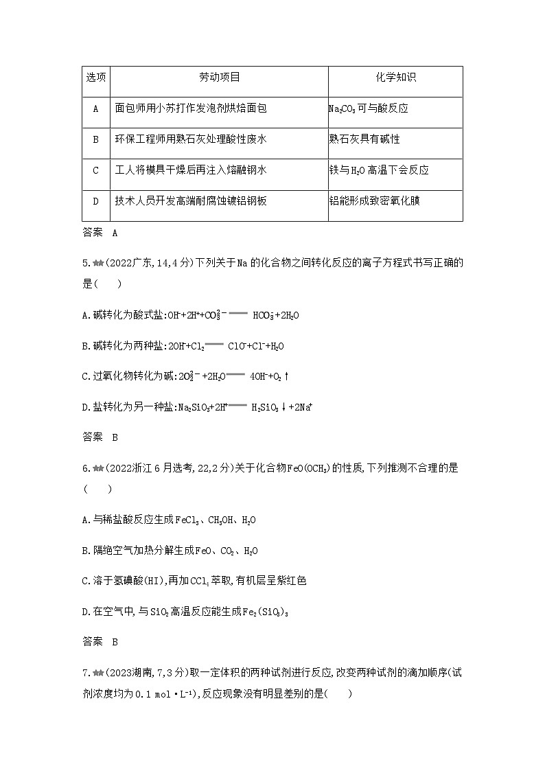 新高考化学复习专题五金属及其化合物练习含答案第2页