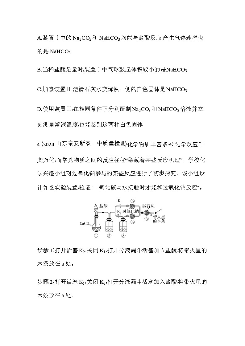人教版高中化学必修第一册第二章海水中的重要元素——钠和氯实验整合练钠、氯及其化合物的实验探究含答案03