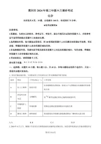 2025届湖北黄冈高三上学期9月调研化学试题+答案