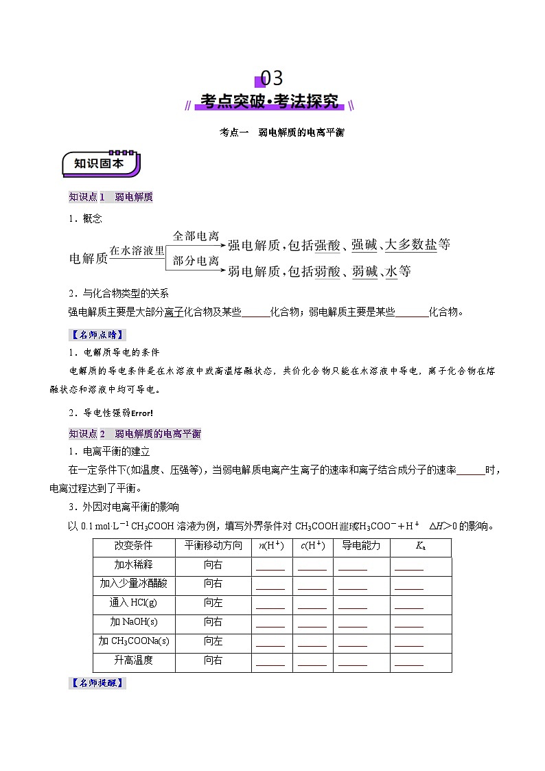 第01讲 电离平衡(讲义)(学生版) 2025年高考化学一轮复习讲练测(新教材新高考)第3页