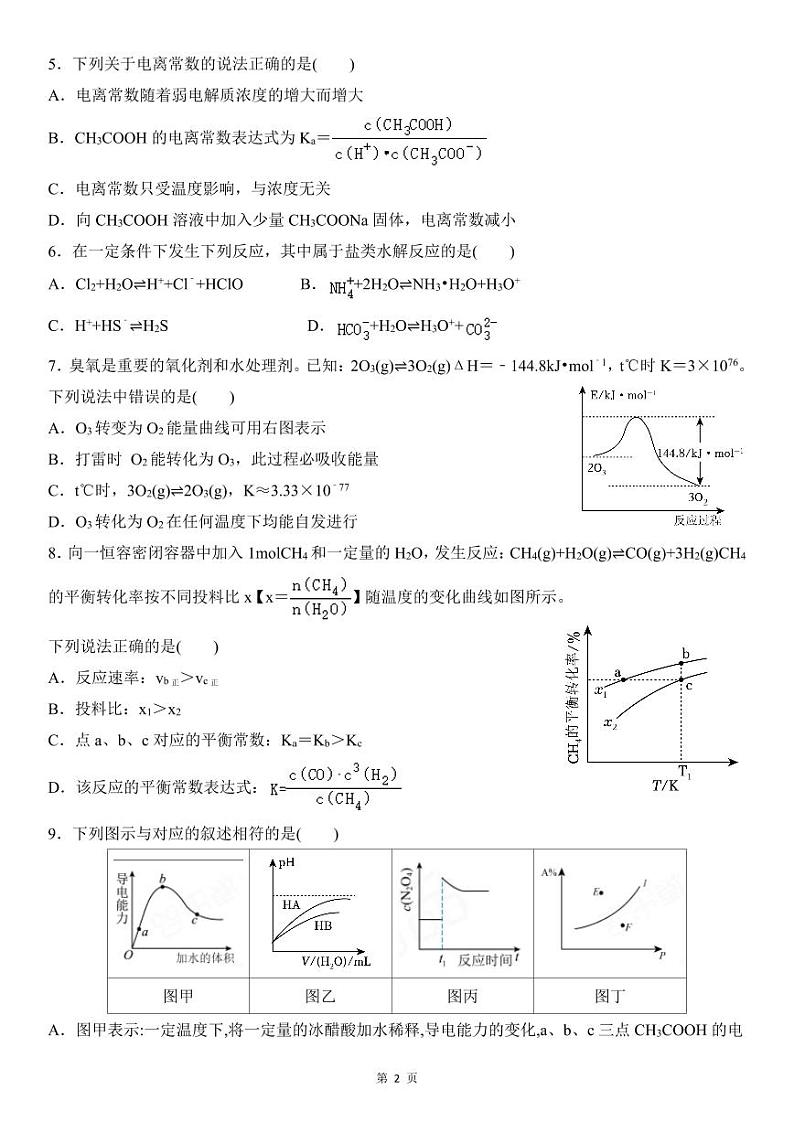 辽宁省锦州市渤海大学附属高级中学2024-2025学年高二上学期月考化学试题02