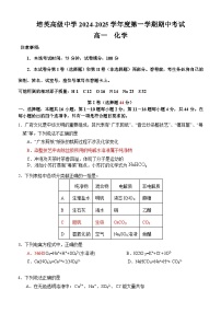 广东省江门市培英高级中学2024-2025学年高一上学期期中考试 化学试题