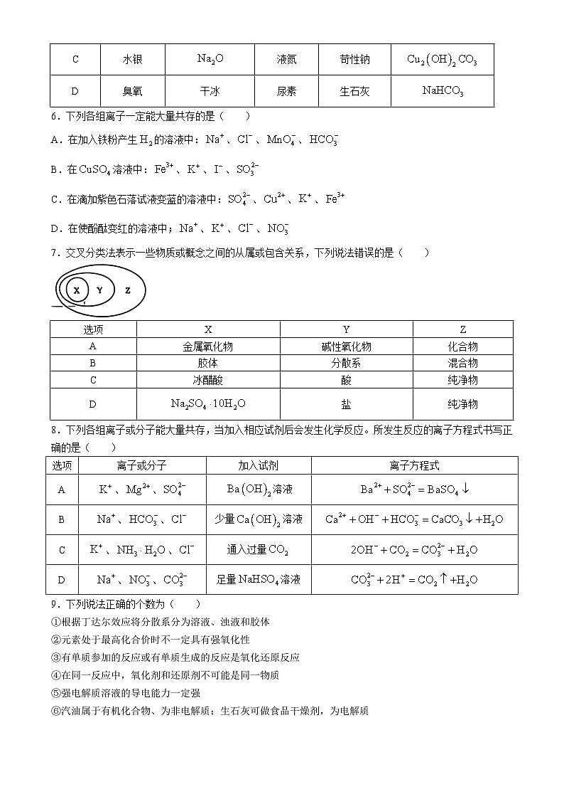 湖北省武昌实验中学2024-2025学年高一上学期10月月考化学试题(无答案)第2页