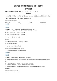 浙江省新阵地教育联盟2024-2025学年高三上学期第一次联考化学试题（Word版附解析）